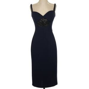 Alberto Makali Navy Lace Sweetheart Bustier Cocktail Dress Classy Elegant
